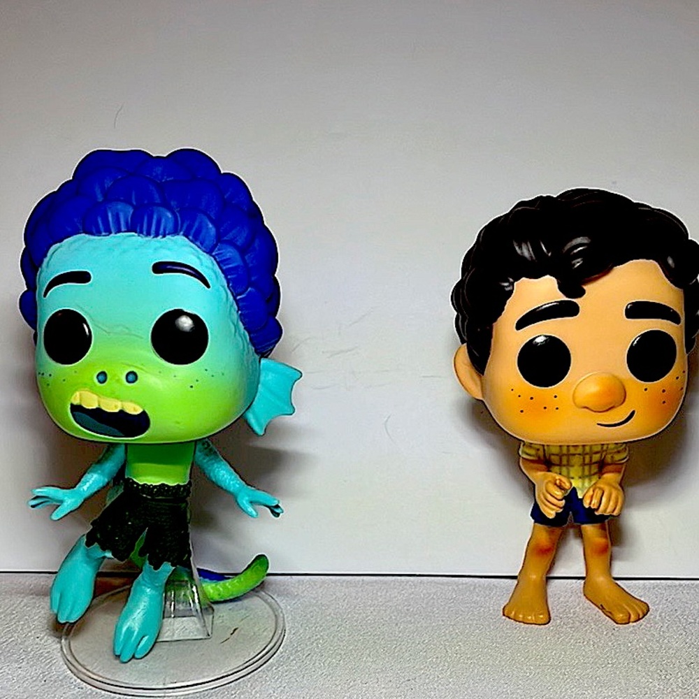 Funko Pops.  Disney/Pixar.  Funko Pop's, Luca Paguro and Luca as a Fish!